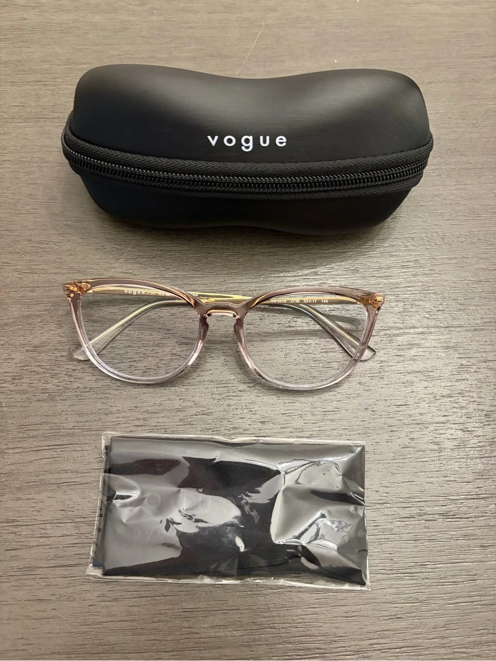Vogue Grey Gradient Cat-Eye Glasses with Clear Lower Frame